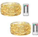 TD® Guirlande lumineuse LED en cuivre étanche Noël 10M 100 LED 8 modes avec Télécommande Blanc