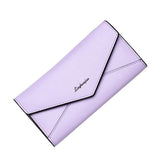 TD® Long portefeuille femme trois volets boucle sac à bandoulière grande capacité - Porte-monnaie fashion pour femme Violet clair