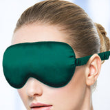 TD® Masque pour les yeux à ombrage en soie double face voyage avion voiture respirant couleur unie vert doux élastique oculaire tiss