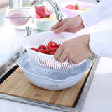 TD® Passoire plastique Double usage panier de lavage bleu multifonctionnel tamis cuisine égoutter eau propre sec fruits et légumes