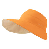 TD® Chapeau de soleil double face femme anti-ultraviolet pare-soleil vide couverture plage visage chapeau de soleil été grand bord