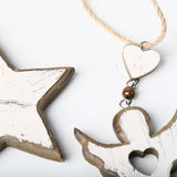 Pendentif Bois rétro country Décorations de Noël Sapin de Noël Étoile à cinq branches Décoration d'ange Pendentif artisanal 3