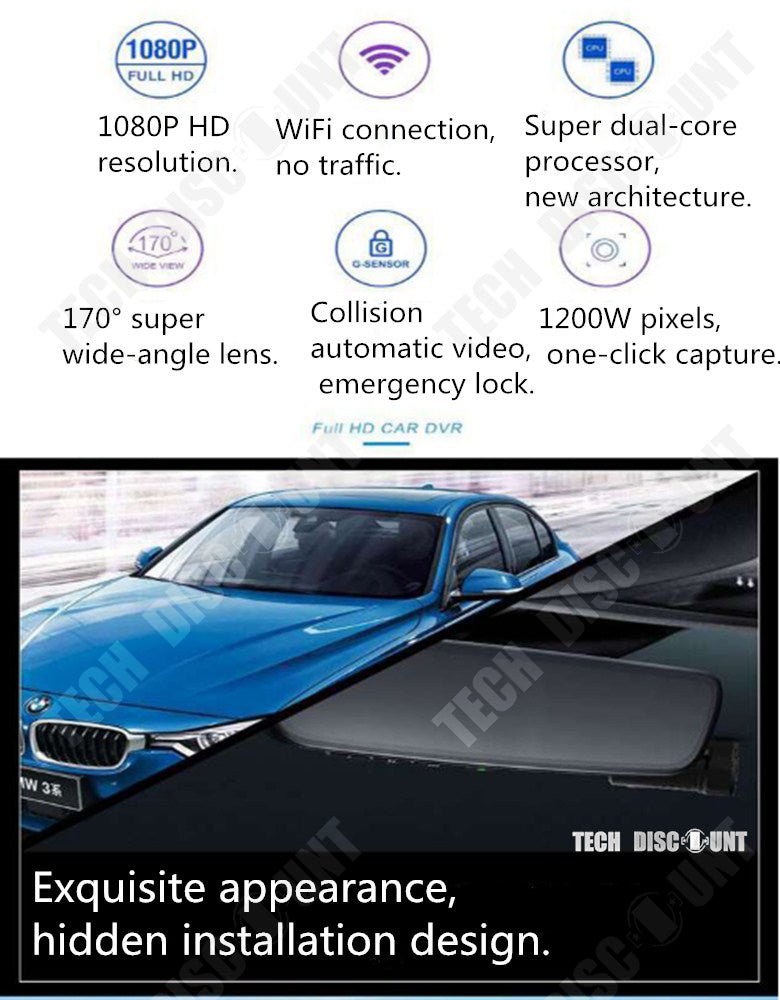 TD® Enregistreur de conduite sans fil sécurité wifi microphone HD vidéo enregistreur de conduite petite taille et large champ de vis