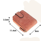 TD® Porte-Monnaie en Cuir PU de Couleur Unie Marron pour Femmes Portefeuille Porte-Cartes Double Fermeture Zip et Bouton à Pression