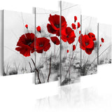 Encadré 5 fleurs miracles rouges de la nature plantes coquelicots impressions sur toile Impressions sur toile peintures décor