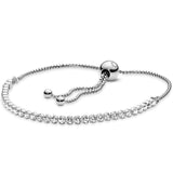 TD® Bracelet en argent sterling S925 Bracelet rétractable en diamant blanc brillant hypoallergénique Cadeau de la Saint-Valentin