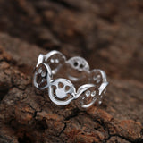 TD® Bague Soleil Sourire Visage Anneau Doux Bijoux Amitié Cadeau pour Femmes et Filles Mignon Smiley Anneau Plaqué Argent Fantaisie