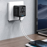 TD® Prises de conversion multi-pays, chargeurs USB doubles, prises de conversion de voyage, support portable pour plusieurs appareil
