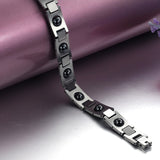 LSC® Bracelet Mode luxe Titanium Noir Bijou magnétique Gourmette hommes Amitié Cadeau