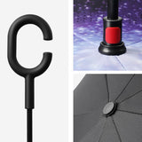 TD® Parapluie droit inversé créatif Parapluie à long manche inversé Parapluie de voiture double couche à rétraction complète