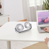 INN® Ventilateur de bureau de chargement USB à double tête ventilateur d'aromathérapie à double feuille ventilateur de bureau de dor