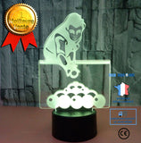 TD® Jouant Au Billard, Veilleuse 3D Colorée, Éclairage De La Maison 3D Avec Télécommande Tactile, Billard Cadeau, Lampe De Table 3D