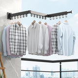 Porte-vêtements pliant sans perforation Artefact de séchage de vêtements de salle de bain Tringle vêtements murale noire pour