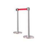 TD® Poteau de Guidage Barrière de Sécurité en Acier Inoxydable avec Sangle Ajustable Rouge de 2m pour Contrôler des Foules