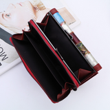 TD® Embrayage en cuir véritable femmes cuir de vachette couture Long portefeuille portefeuille de téléphone portable