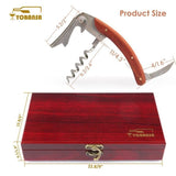 TD® Coffret en Bois Ensemble Ouvre-Bouteille,Bouchon à Vin,Bec verseur,Anneau de Vin et Thermomètre/Coffret Cadeau Accessoires à Vin