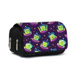 TD® Star Astronaut Polyester Flip Pen Bag Spaceship Grande Capacité Double Couche Papeterie Boîte Crayon Sac Capacité