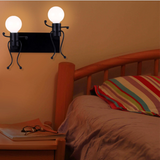 TD® Double Tête Applique Murale Vintage Creative Little People Applique Murale Simple - Noir