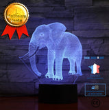 TD® 3D Optique LED Veilleuse 3D LED Veilleuse Éléphant heureux avec 7 couleurs de lumière pour la décoration de la maison Lampe Amaz