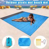 TD® Tapis de Plage Portable pour voyage camping/Tapis pique-nique extérieur portatif/Couverture de plage imperméable Bleu 201*146 cm