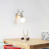 Lot de 2 Applique Murale Moderne Lampes Murale Interieur avec D&eacute;coration de Bois de Cerf Lampe de Mur M&eacute;tal pou