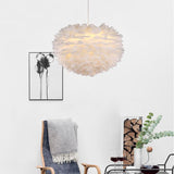 Lustre en plumes rétractable moderne et simple lampe à plumes de nuage chaud personnalité créative salon chambre lampes suspe