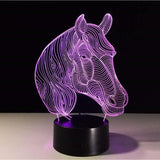 TD® Lampe à poser 3D LED Optique Veilleuse Tête de Cheval/7 Couleurs Changeantes Décoration/Chambre Bureau/ABS Acrylique /Décoration