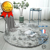 TD® Tapis de salon ou chambre, Peau de mouton synthétique polyester, Tapis Rond en Peluche (Gris Clair,80x80cm)