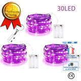 TD® QQ Lot de 3 Guirlande Lumineuse LED 3m 30 LEDs, Pourpre, pour Chambre ,Noël ,Mariage ,Soirée ,Maison, Jardin......