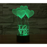 TD® Lampe de table à poser en forme de 4 cœurs LOVE / Lumière 3D Lampe à économie d'énergie / Couleur Changeante Multicolore