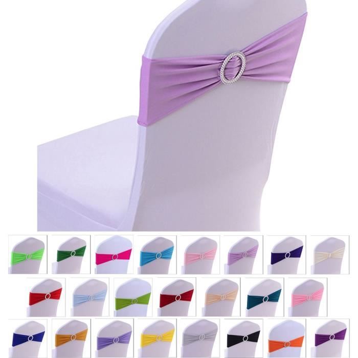 TD® Lot de 30 pièces Élastique Nœud de Chaise Bande 14*36 cm / Ruban de Décoration de Chaise/ Fête Mariage Soirée Lilas Violet