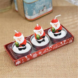 TD® 3 bougies de Noël avec le Père Noël-bonhomme de neige maison-décor de maison pour fête Noel-bougie en paraffine