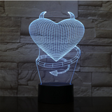 TD® Décoratif USB Coeur 7 Couleurs Télécommande Illusion Optique Veilleuse 3D Visualisation Tableau Bureau Lampes 3D Glow LED