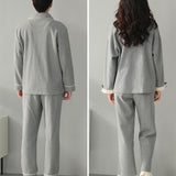 Pyjama automne/hiver cardigan en coton  pantalon à manches longues  section fine  Costume  de service à domicile uni conforta