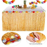 TD® Jupe de Table Decoration Hawai 9.6ft Hawaïenne Luau Plastique Nappe avec 26 Fleurs Tropicales Multicolores Différents Occasions