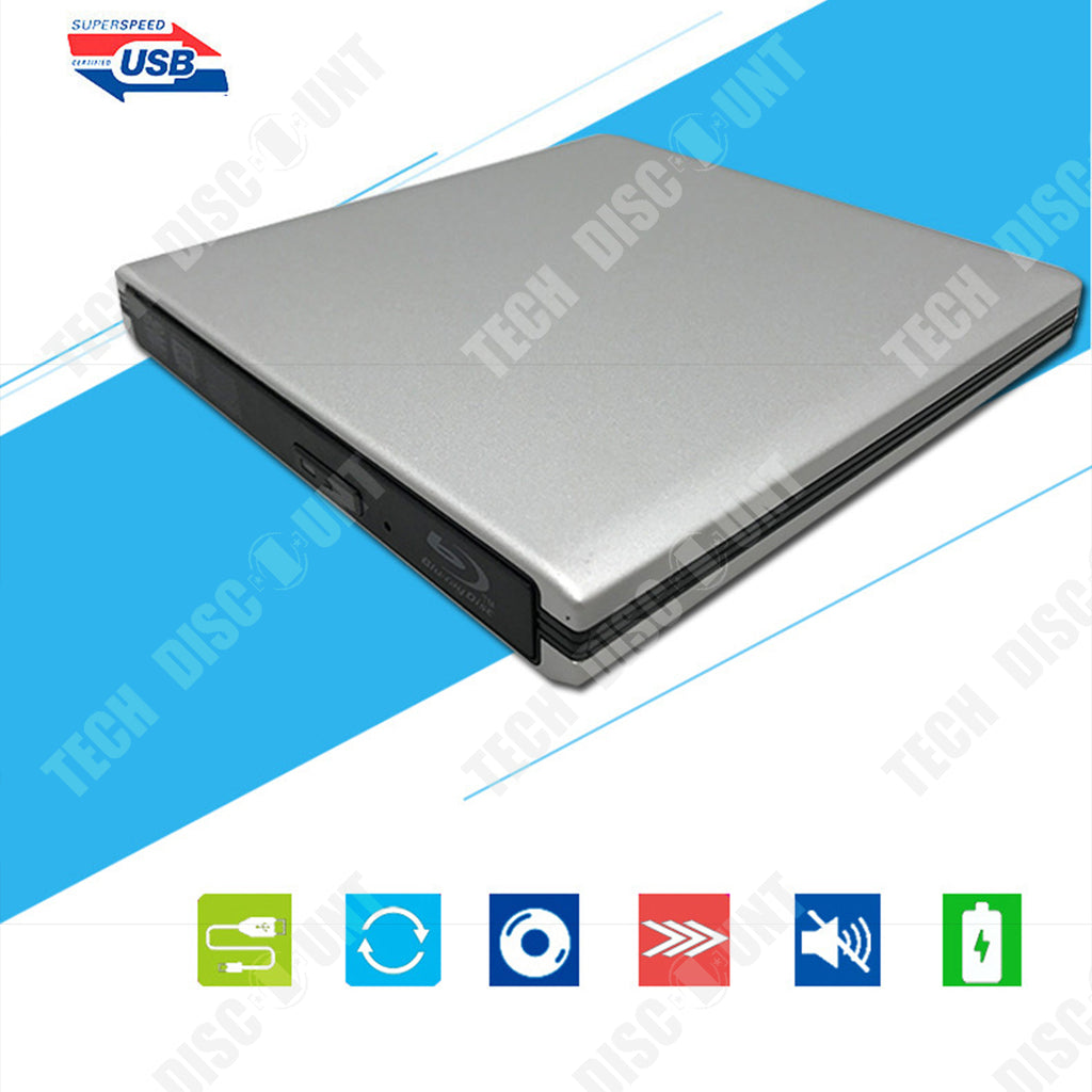 Tech Discount - TD® lecteur/graveur optique cd et dvd-rw externe blu-ray  Drive USB 3.0 Externe Portable Disque ordinateur Compatible Windows Mac -  Lecteur Blu-ray - Rue du Commerce