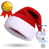 TD® Chapeau de Noël épais en peluche décorations de Noël pour adultes long chapeau en peluche rouge et blanc en peluche