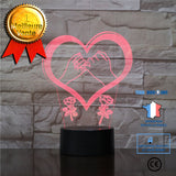 TD® Décoratif USB Coeur 7 Couleurs Télécommande Illusion Optique Veilleuse 3D Visualisation Tableau Bureau Lampes 3D Glow LE ND91272
