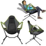 TD® Chaise à bascule d'extérieur en alliage d'aluminium chaise de pêche de camping ultra-légère barbecue chaise arrière pliante port