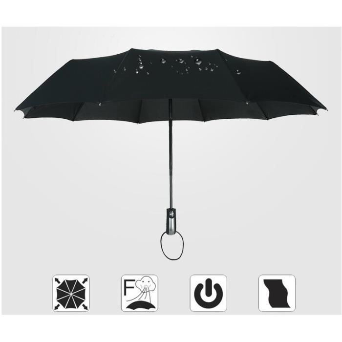 TD® Parapluie sobre noir élégant protection pluie UV toile de polyester automatique haute qualité accessoire quotidien bagage pluie
