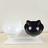 TD® Gamelle pour chat bassin de nourriture pour chat oblique bol pour animaux de compagnie protège la colonne cervicale-noir et blan