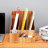 Support d'information en bois Support de fichiers Boîte de rangement et de tri de fichiers de livres bureau créatifs Panier f