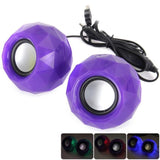 TD®  2pcs Violet USB Powered LED Brillant haut-parleur pour téléphone portable PC