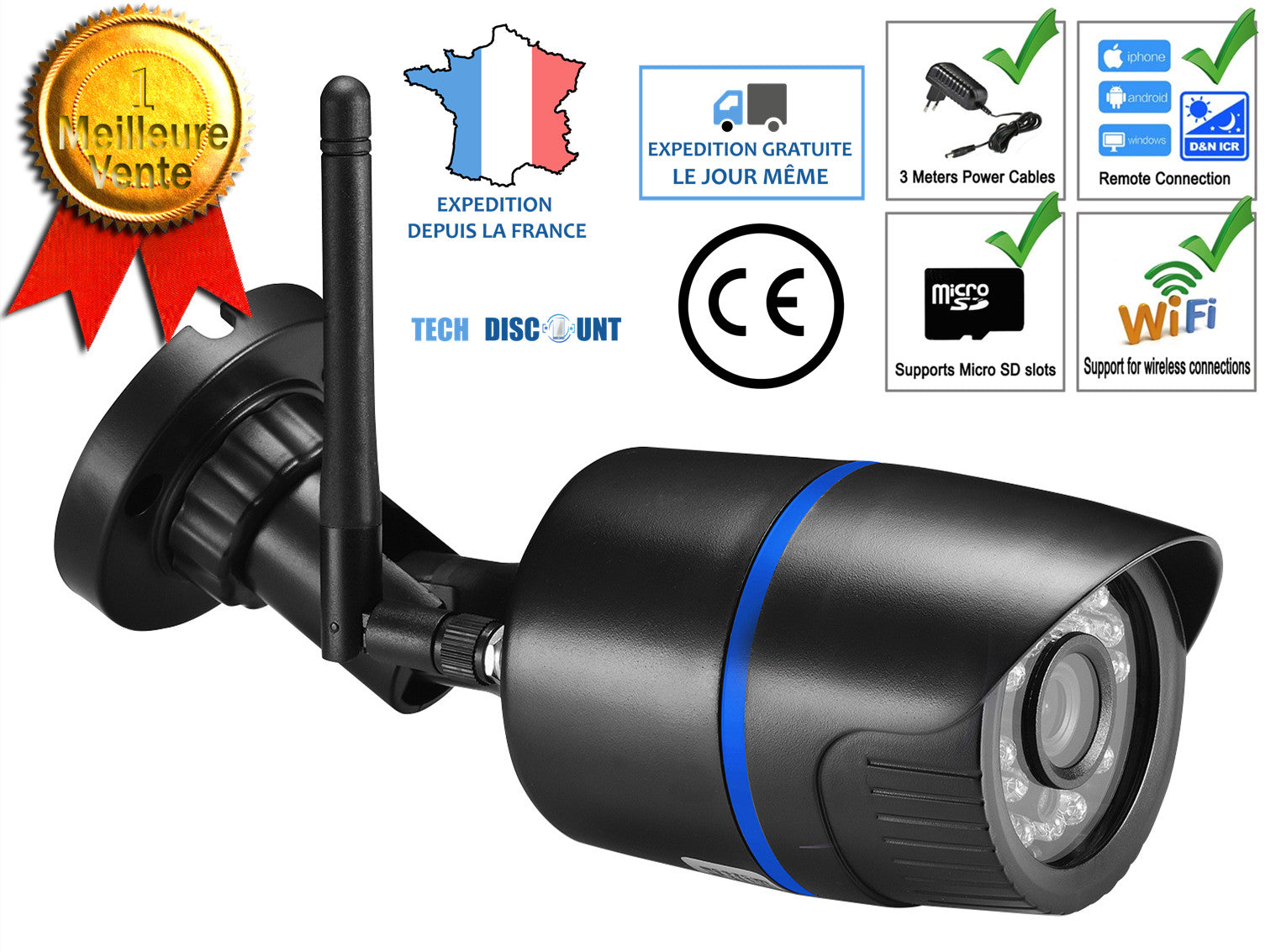 caméra de surveillance sans fil extérieur wifi à batterie étanche à distance protection anti vol connectée vision nocturne di