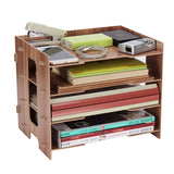 Boîte de rangement A4 multicouche en bois fichier boîte de rangement de bureau étagère d'information fournitures  bureau rang
