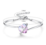 TD® Bracelet d'amour incrusté de cristal Version coréenne de la forêt douce et bracelet ouvert en forme de coeur violet diamant