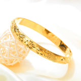 TD® Bracelet Jonc pour Femme Mariage Chaîne en Plaqué Or 18 Carats Charme Zirconium Rond Bijoux Cadeau Idéal Doré Motifs Gravés