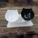 TD® Gamelle pour chat bassin de nourriture pour chat oblique bol pour animaux de compagnie protège la colonne cervicale-noir et blan