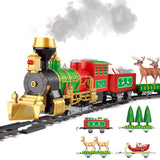 TD® Cheminée de train de Noël fumer des jouets électriques Wagon électrique bricolage piste d'épissage Cadeaux de Noël pour enfants