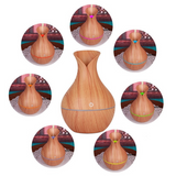 TD® Diffuseur d'arôme Petit vase à grain de bois Lampe colorée USB Humidificateur de bureau Vase à grain de bois profond Humidificat